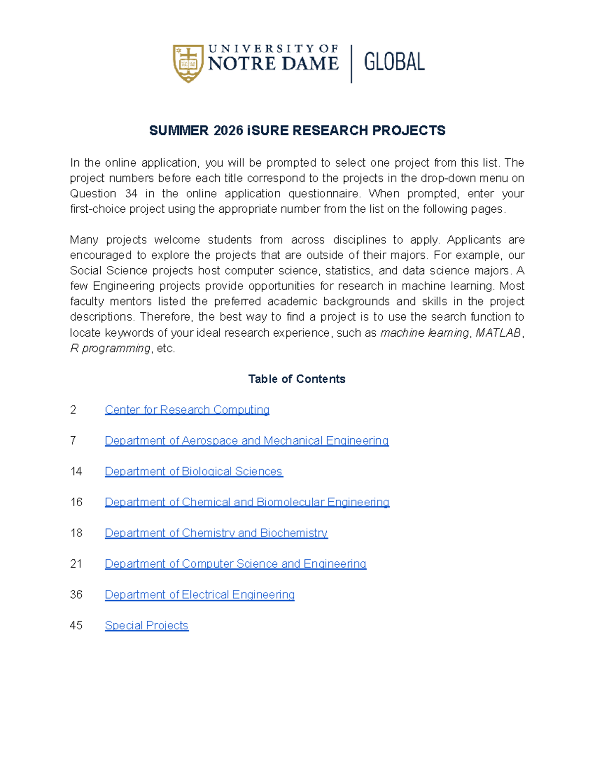 SUMMER 2026 iSURE RESEARCH PROJECTS Overview and Opportunities - Studocu