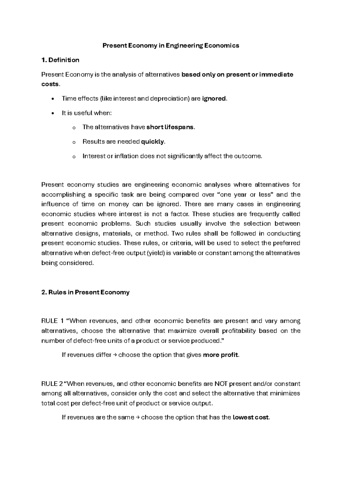 Module 1.3: Present Economic Studies in Engineering Economics - Studocu