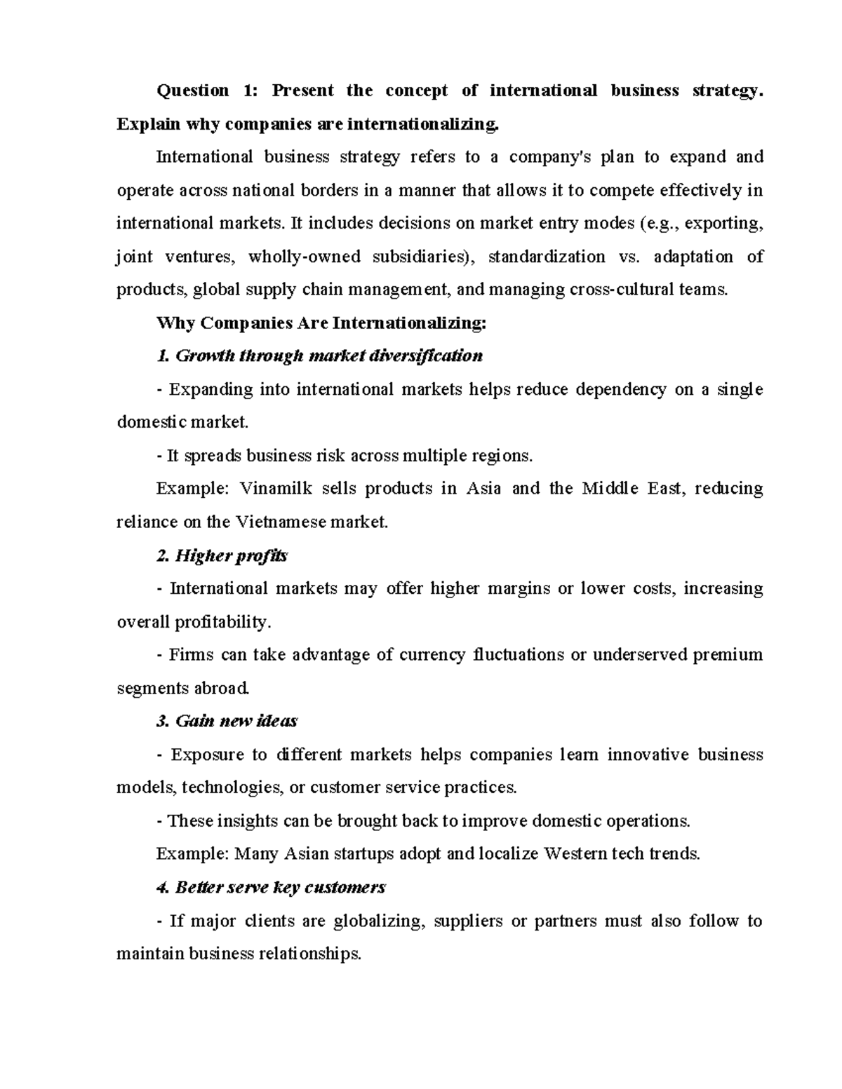 International Business Strategy Midterm Answers: Concepts & Impacts ...