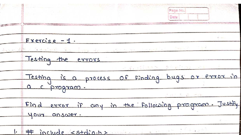 C Language Practical - Fhjsw: Error Testing and Debugging Exercises ...