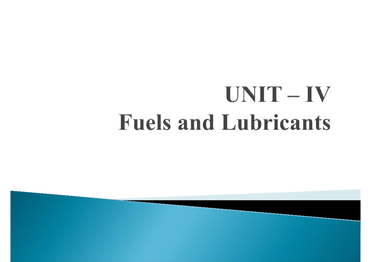 Engineering Chemistry Semester 1 Notes- Unit 4 -Fuels - BVP - Studocu