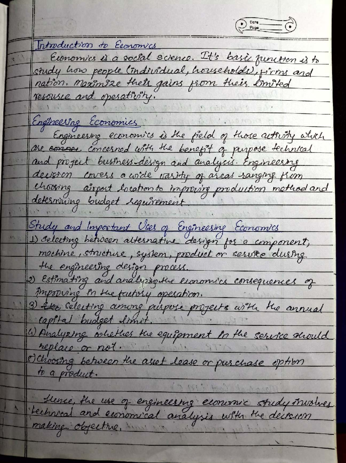 Ch1 - Chapter 1 Engineering Economics Notes: Key Concepts and ...