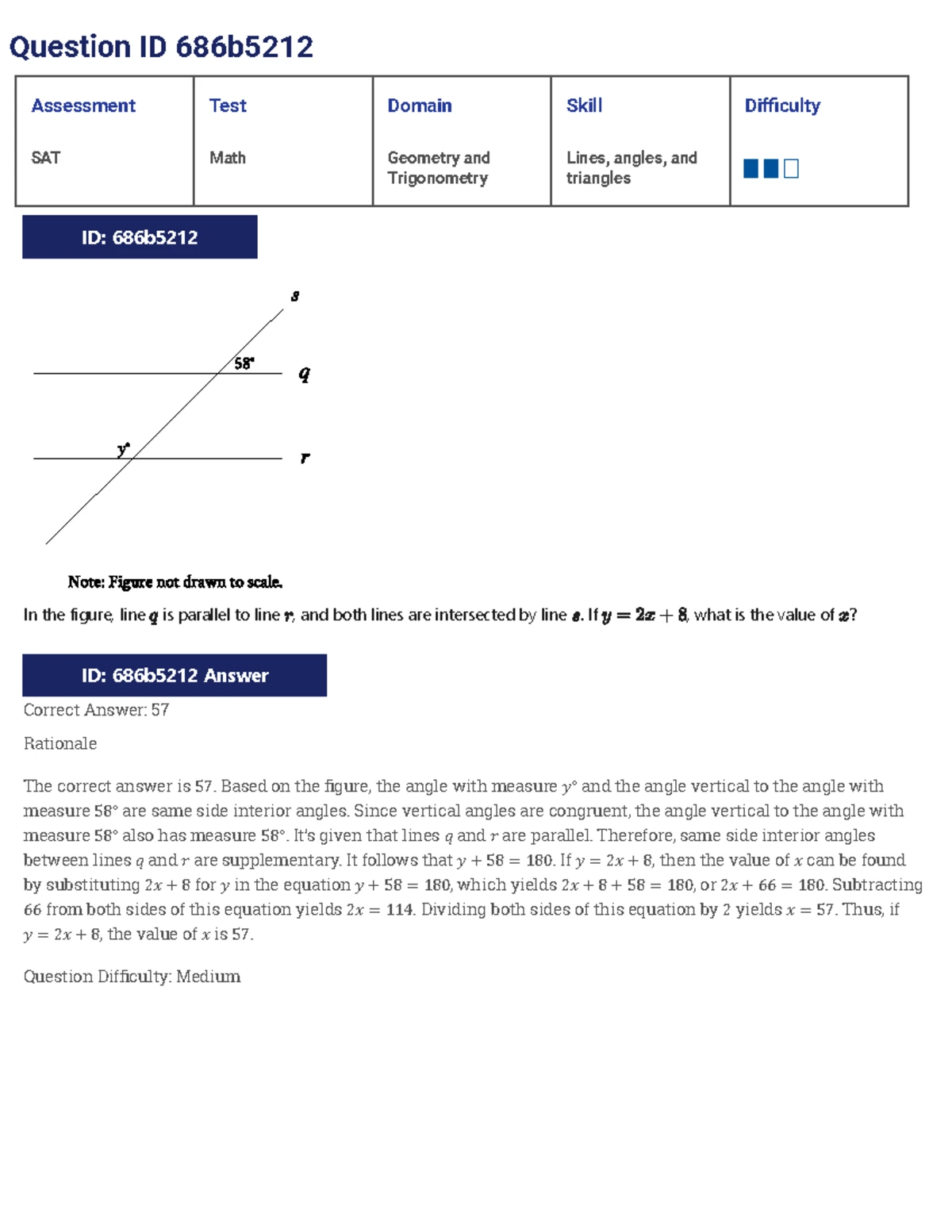 SAT Math Geometry and Trigonometry: Right Triangles Assessment Test ...