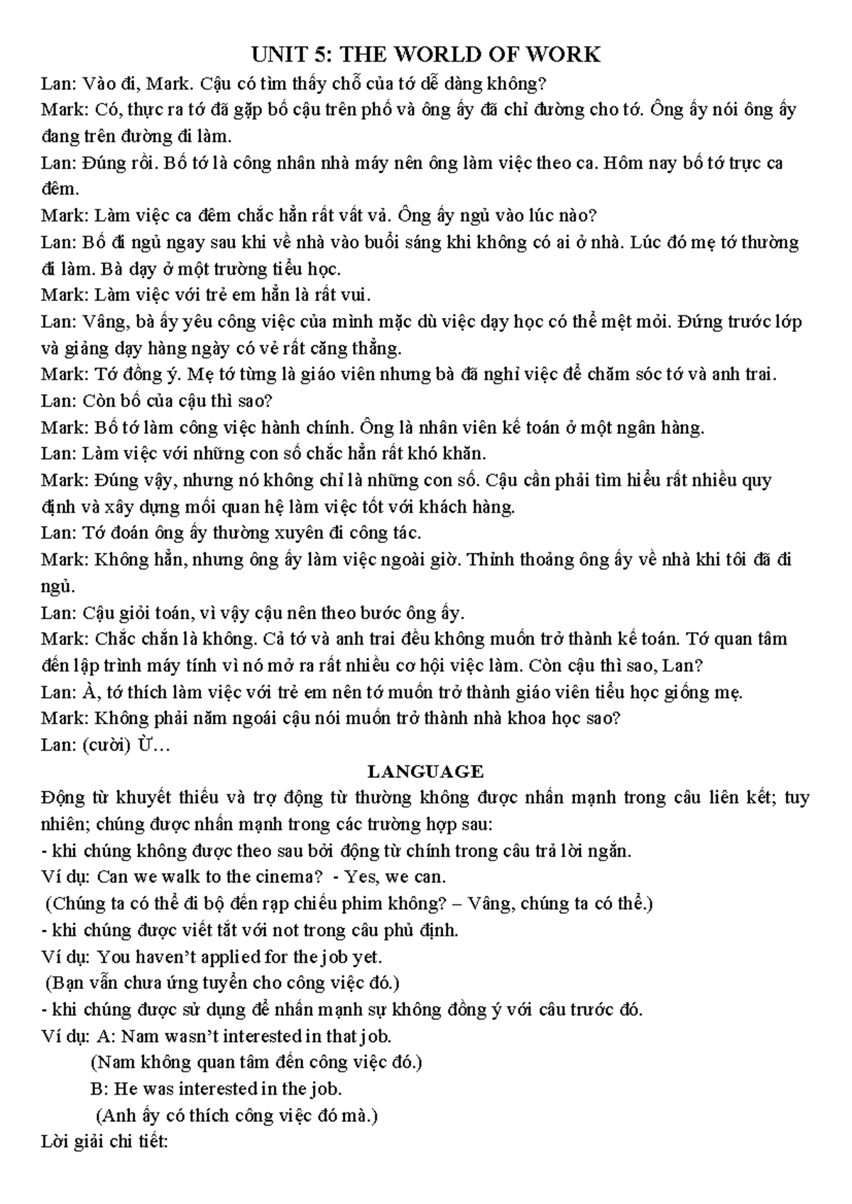 UNIT 5: THE WORLD OF WORK - Lesson Notes and Key Vocabulary - Studocu