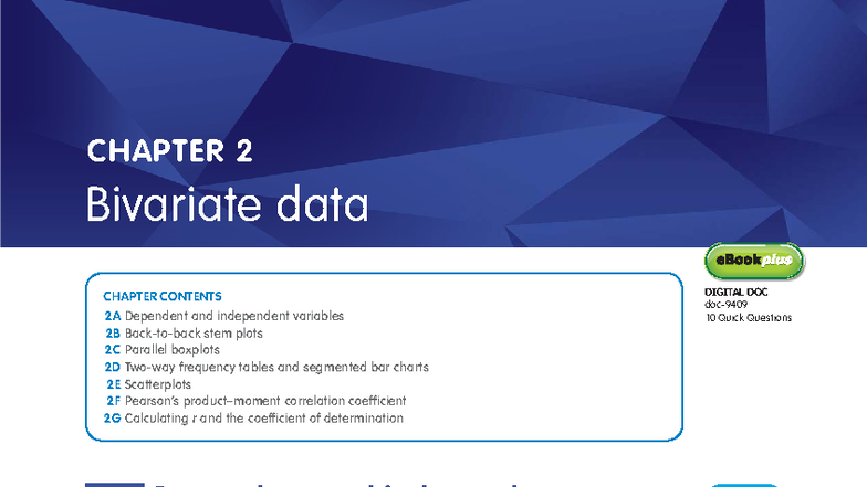 Bivariate Data Analysis - Chapter 2 (Digital Doc 10) - Studocu