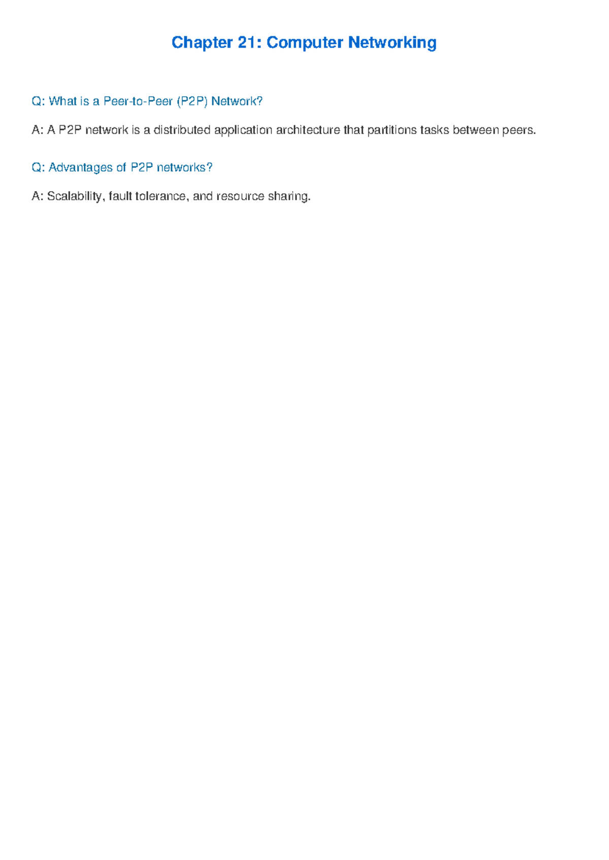 Computer Networking Ch21-25: QA Notes on P2P, NAT, Cloud, CDN, VPN ...
