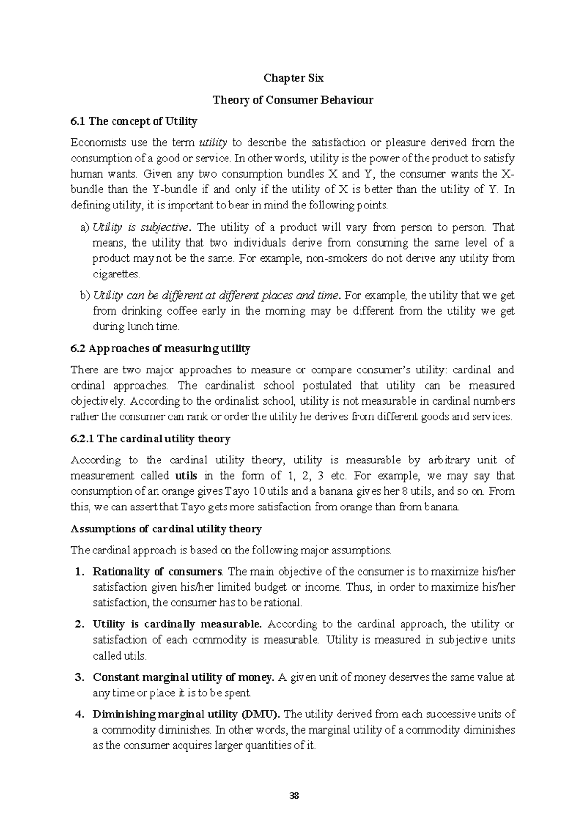 ECO 001 Note 6: Chapter 6 - Theory of Consumer Behaviour - Studocu