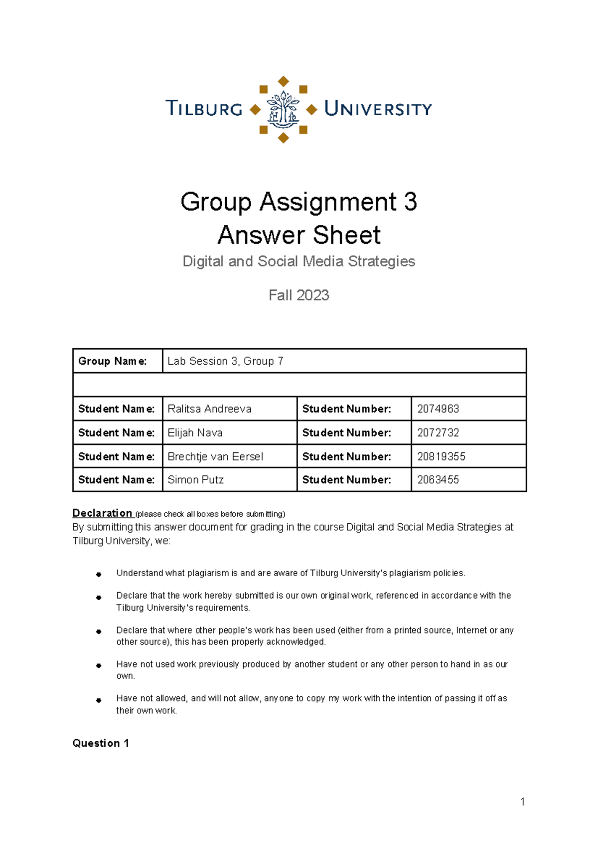 DSMS 2023 Group Assignment 03 Answer Sheet - Lab Session 3 Team 7 ...