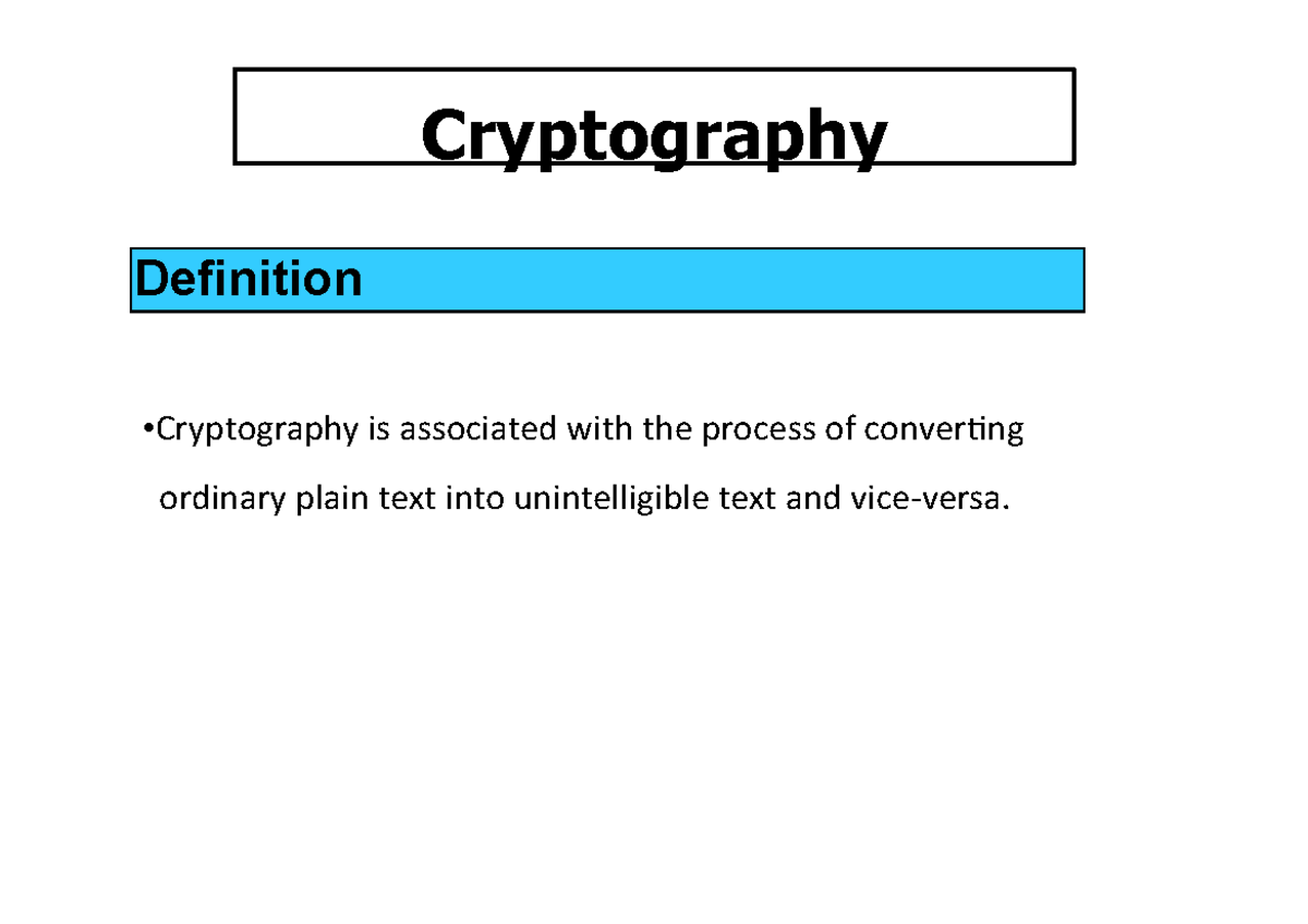 CN UNIT 5 Cryptography - Lecture Notes and Key Concepts - Studocu