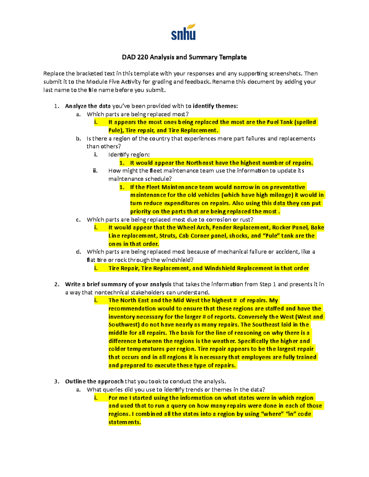 DAD 220 Week 5 Data Analysis and Summary Report - Studocu