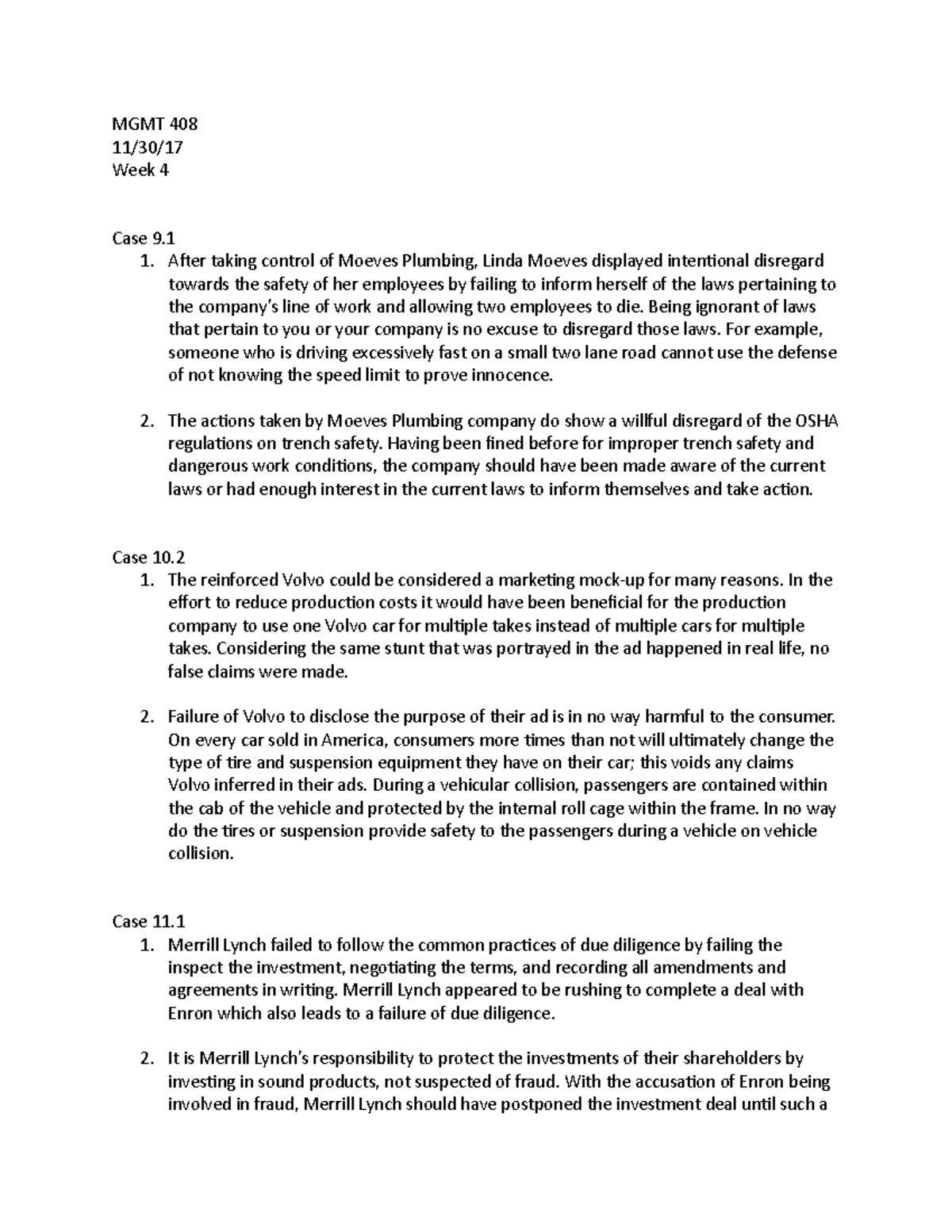 MGMT 408 - Week 4 Case Study Assignment Analysis - Studocu