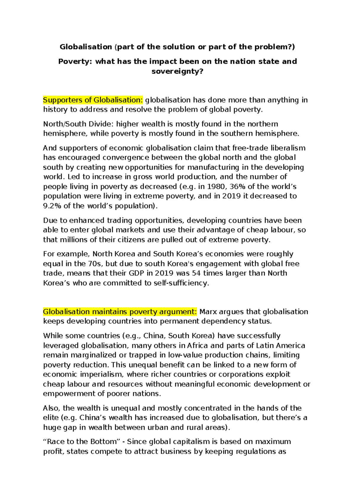 Globalisation and Poverty: Impact on Nation States and Sovereignty ...