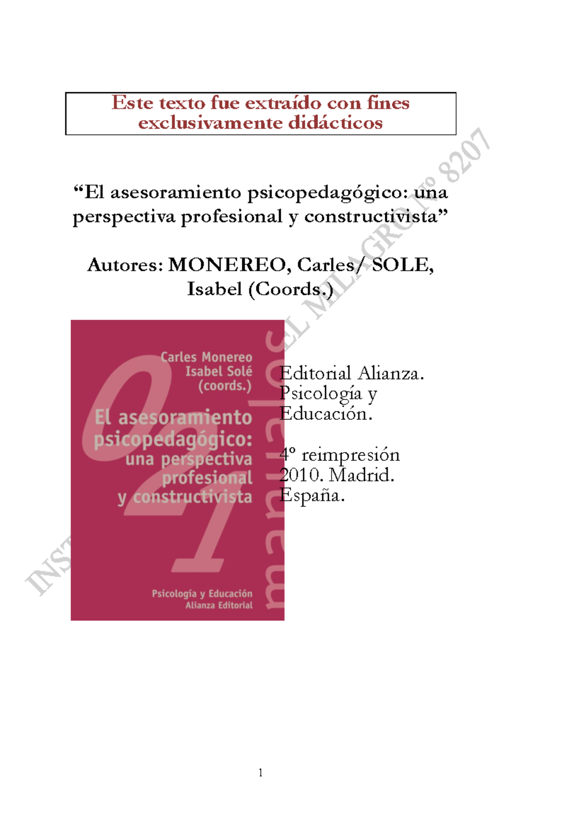 Modelo de Asesoramiento Educacional Constructivo en Psicopedagogía - Studocu