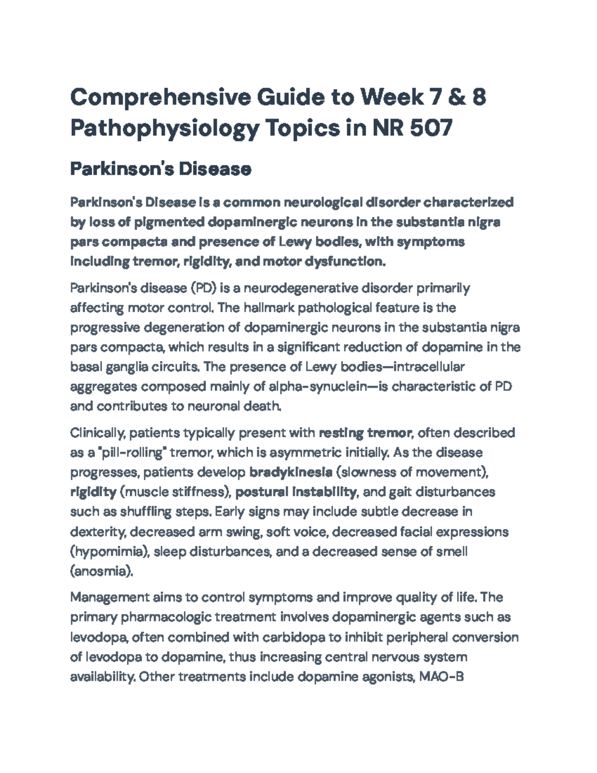 Comprehensive Guide to Advanced Pathophysiology - NR 507 Weeks 7 & 8 ...