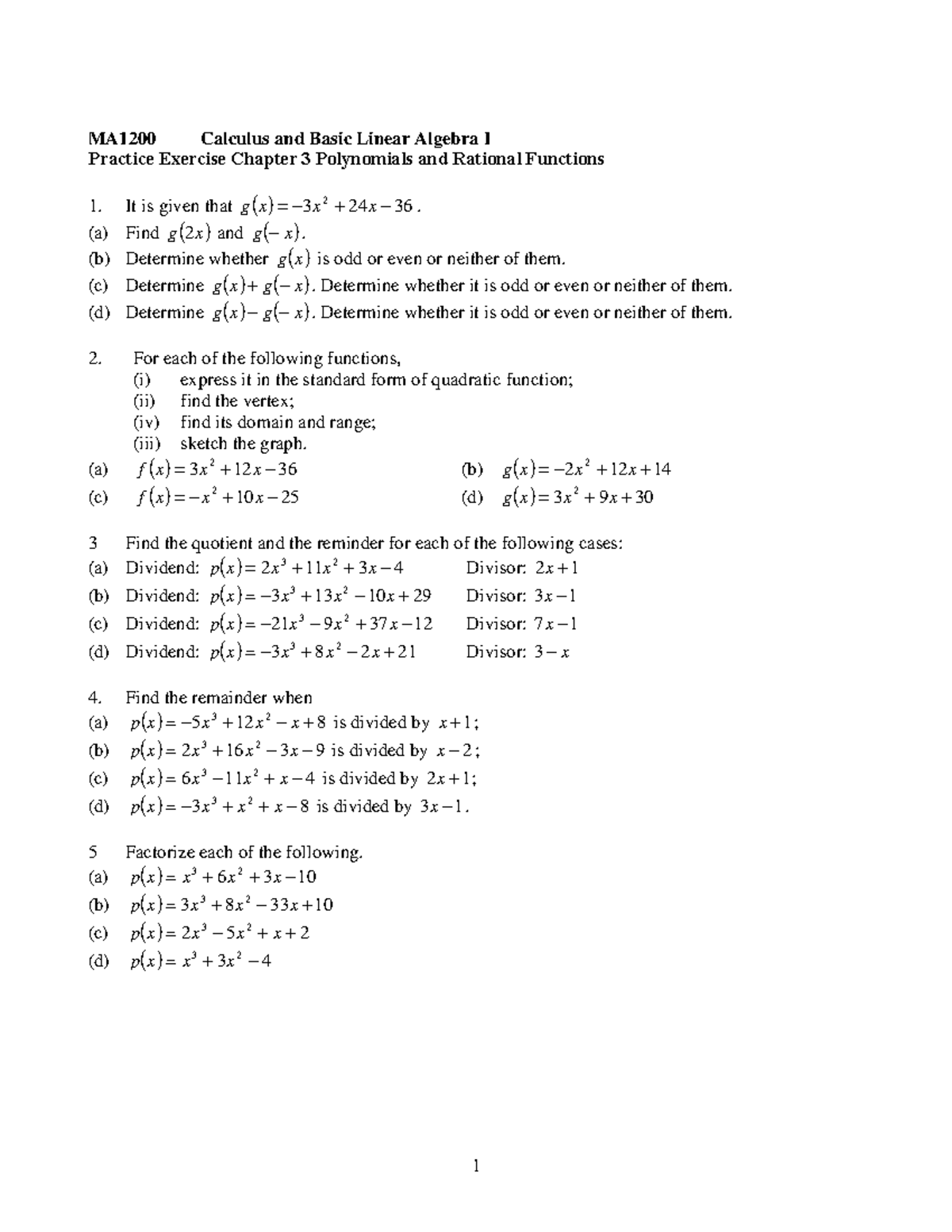 MA1200 Chapter 3 Polynomials & Rational Functions Practice Exercises ...