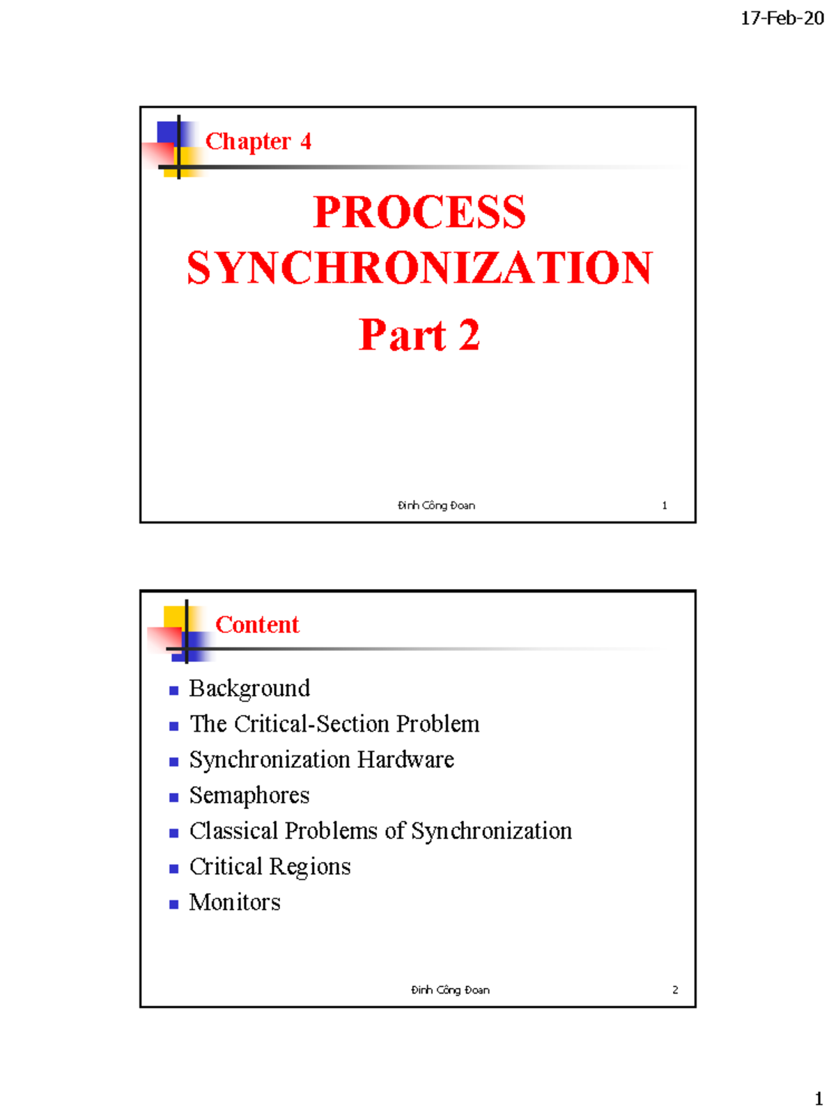 C6-Memory-Management - PROCESS SYNCHRONIZATION Part 2 Chapter 4 Đinh ...