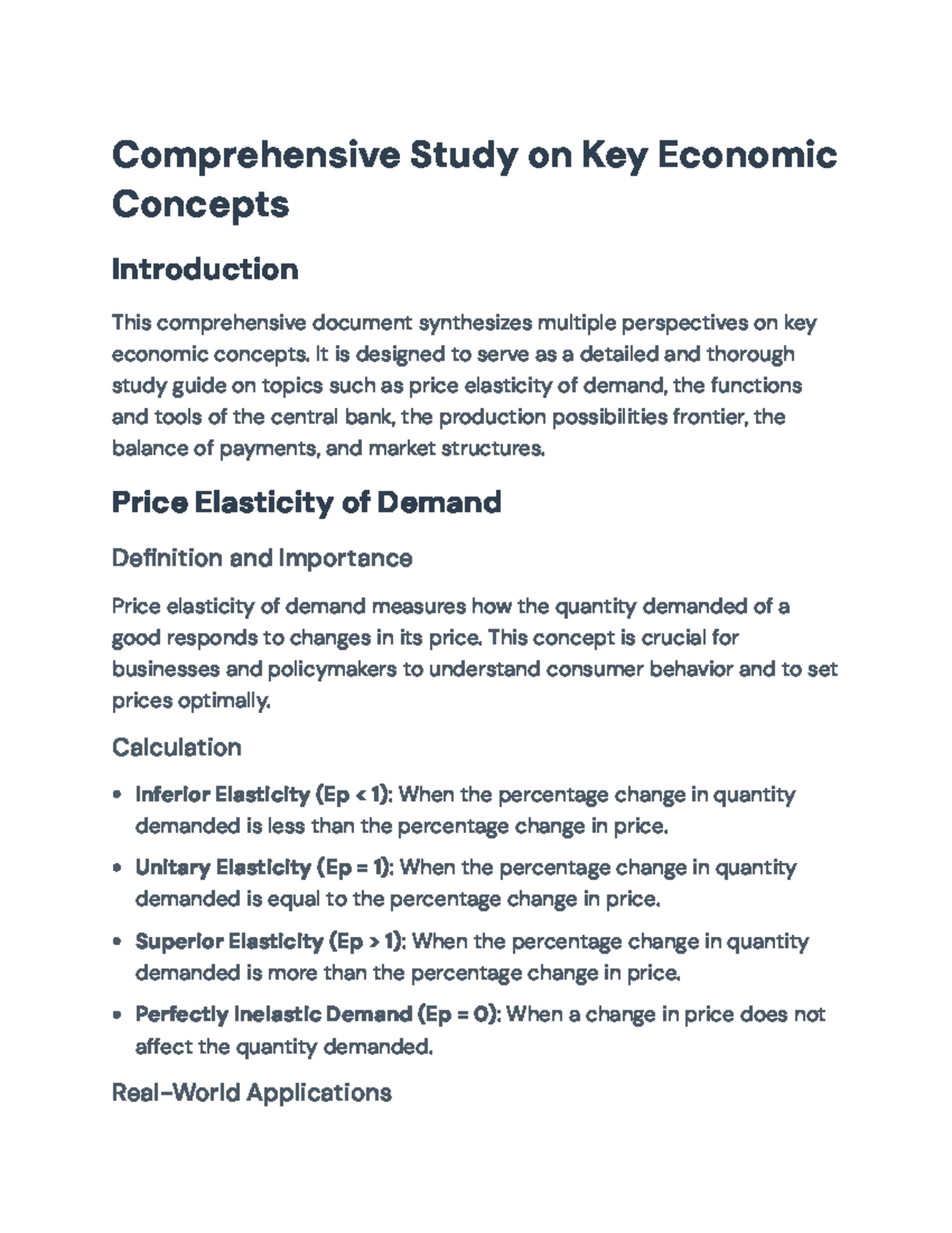 Comprehensive Study Guide on Key Economic Concepts and Principles ...
