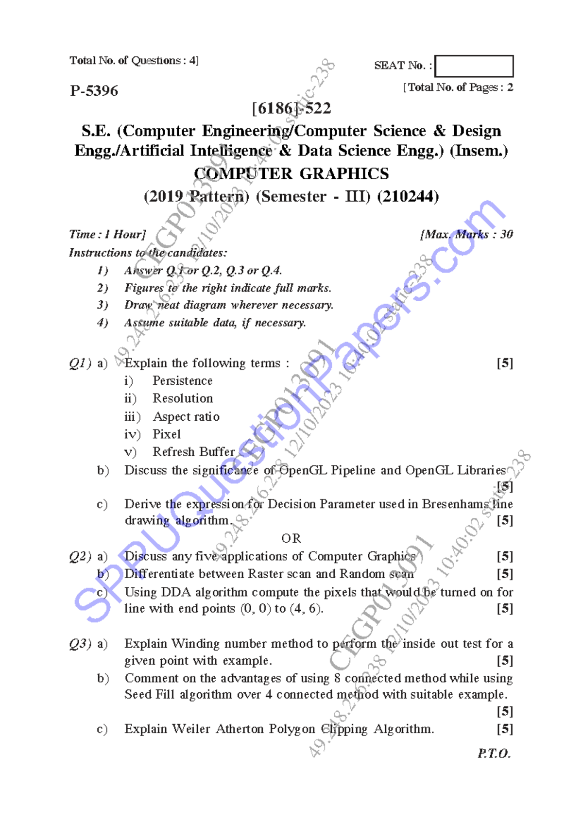 Computer Graphics (210244) Insem Exam Notes - Sem 3, Oct 2023 - Studocu