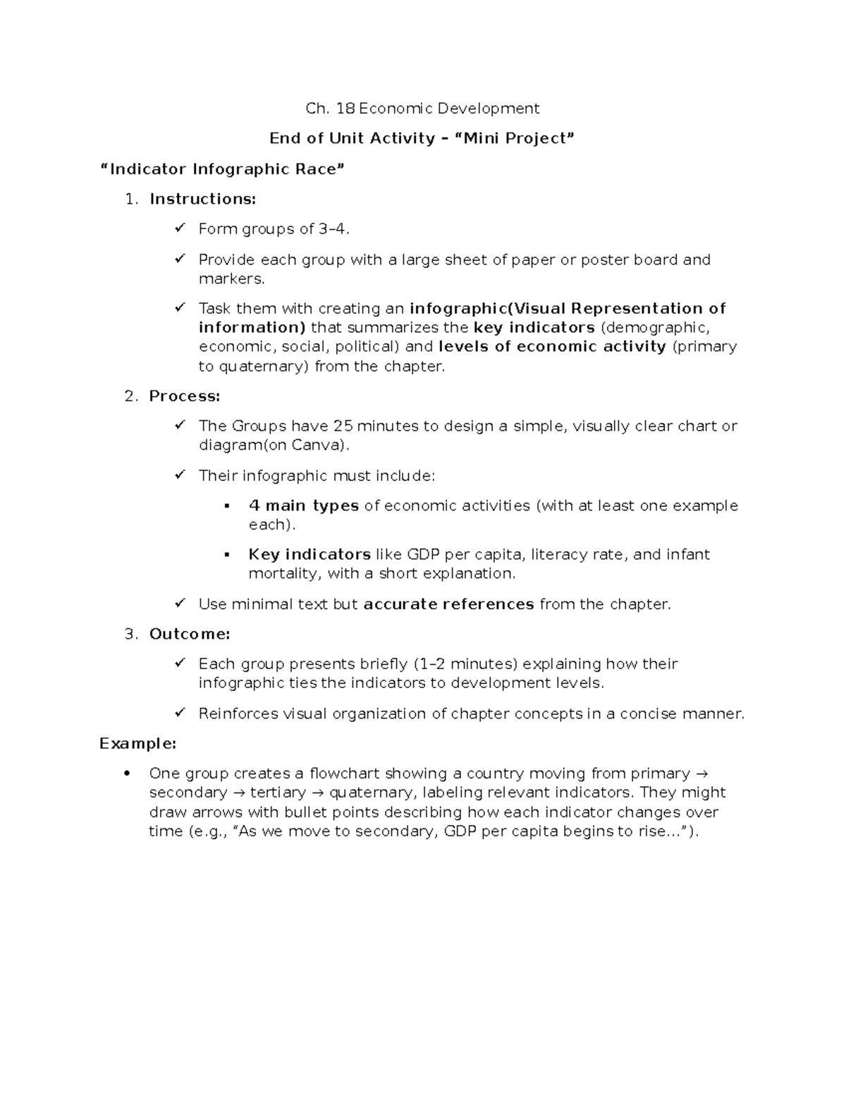 Ch. 18 Economic Development Infographic Activity Guide - Studocu
