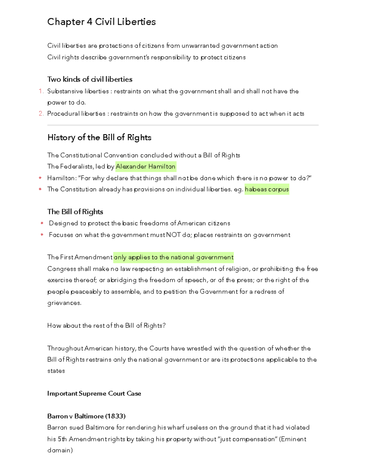 Chapter 4 Civil Liberties - Chapter 4 Civil Liberties Civil liberties ...