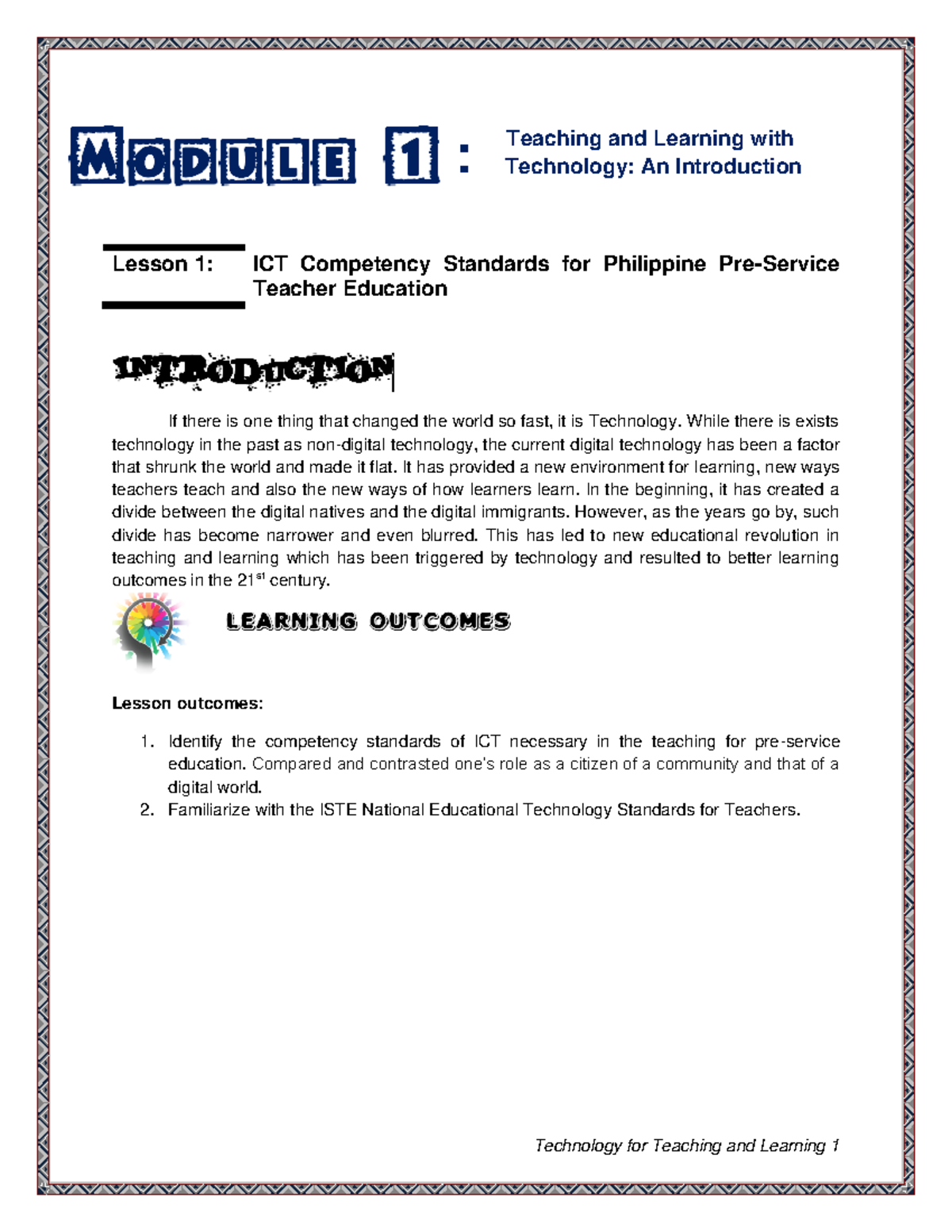 Module 1: Teaching and Learning with Technology - An Intro to ICT ...