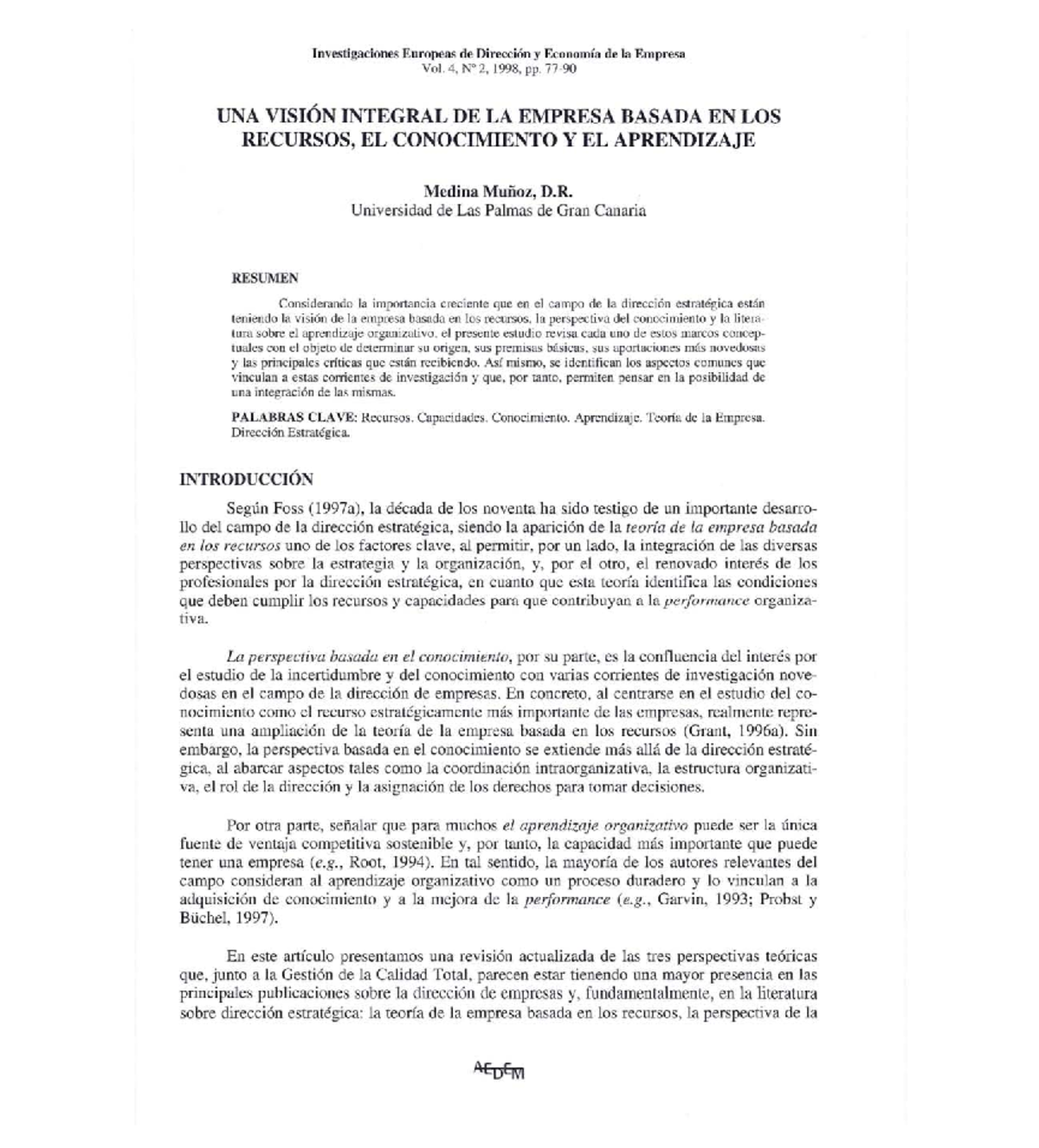 Investigaciones Europeas: Visión Integral de la Empresa y Recursos (Vol ...