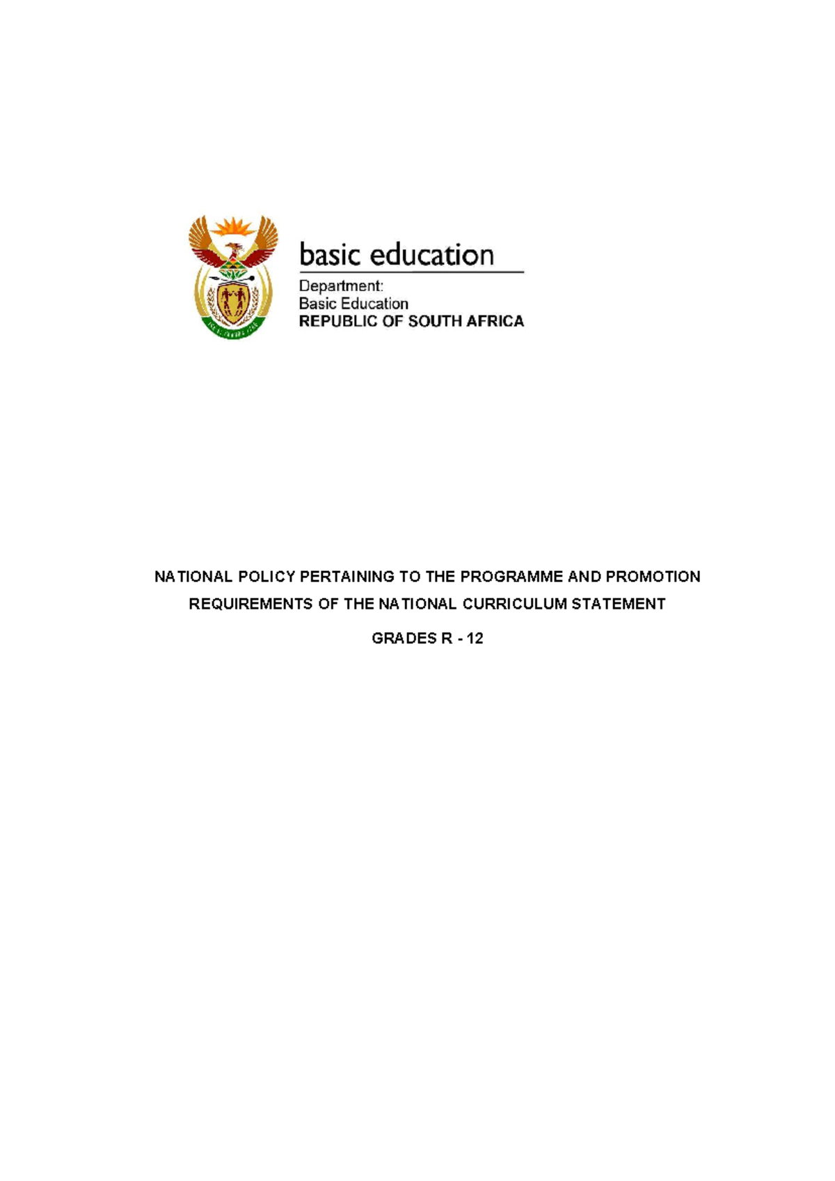 NCS Grades R-12: National Policy on Programme & Promotion Requirements ...