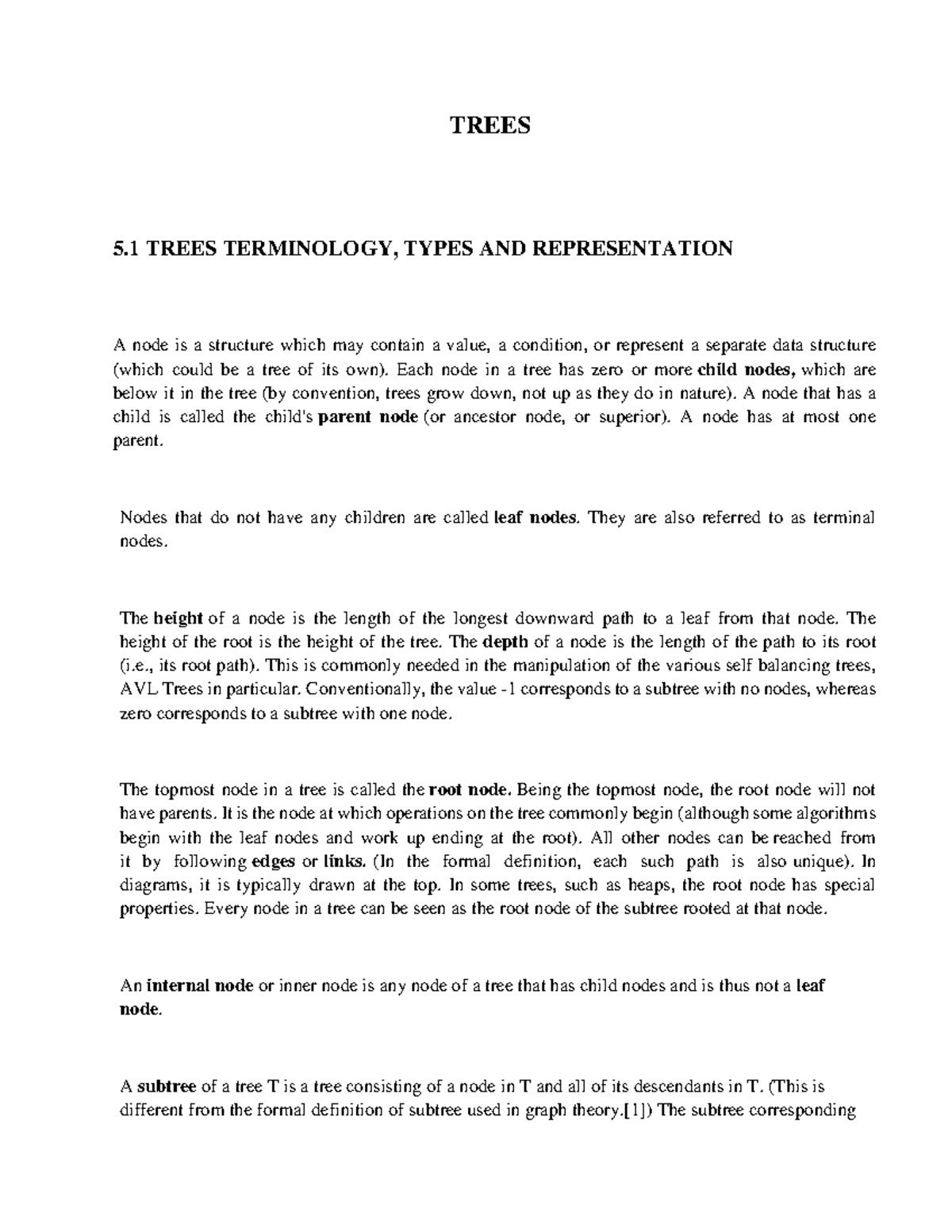 TREES 5.1 Terminology, Types, and Representation in Data Structures ...