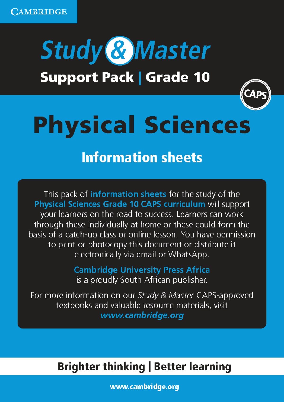 GR10 CAPS Physical Sciences Study Master Support Pack - Studocu