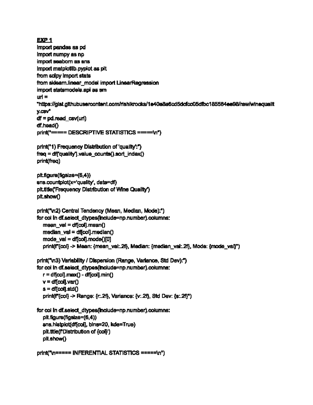 ADS 101: Practical Lab Code for Data Analysis Techniques - Studocu