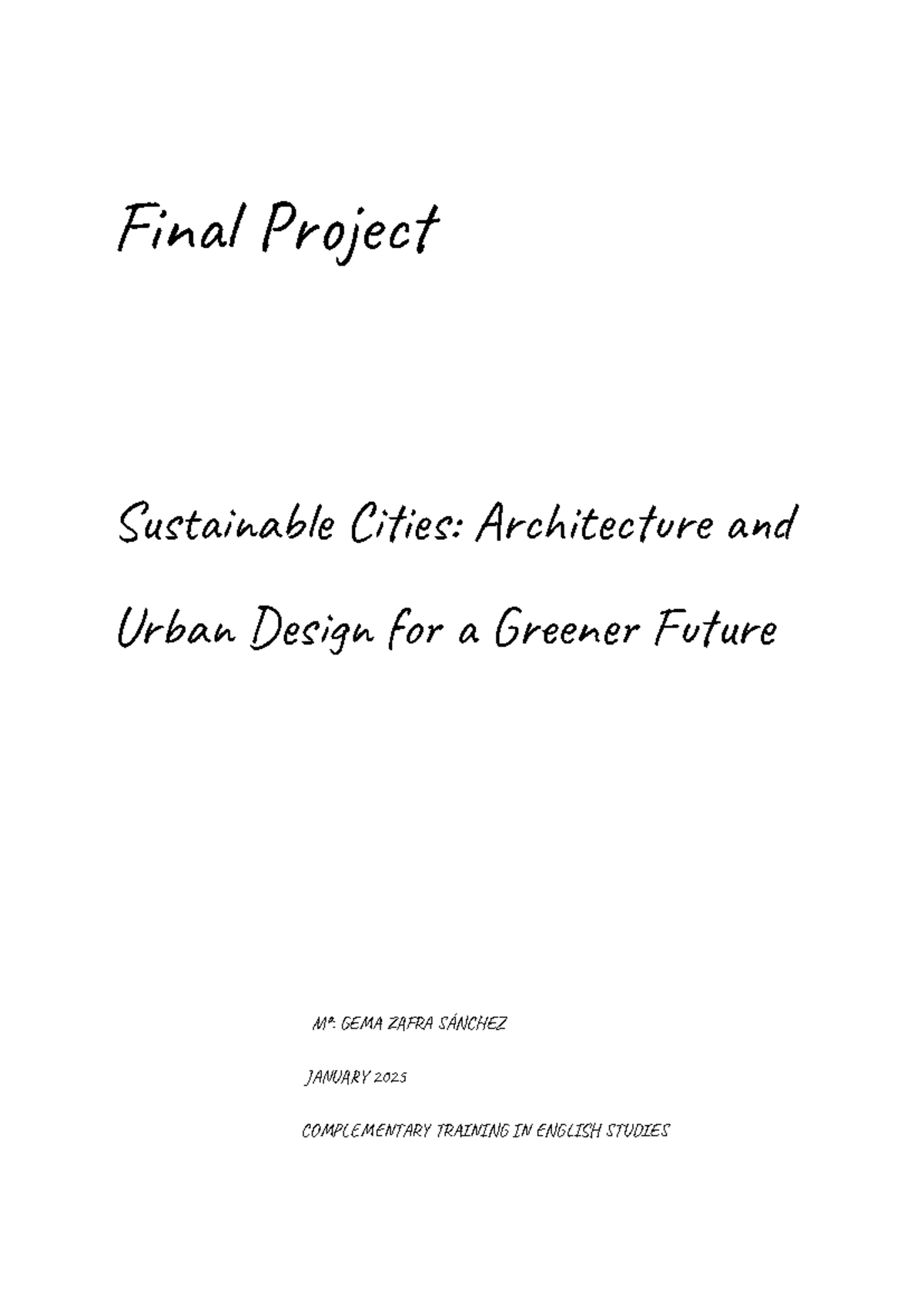 Final Project: Sustainable Cities in Architecture & Urban Design (ENG 2 ...