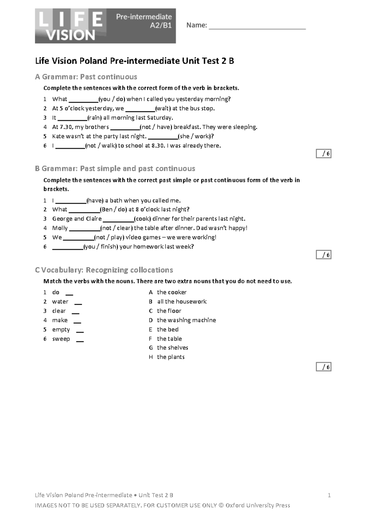 Life Vision Poland Unit Test 2B: Grammar and Vocabulary Review - Studocu