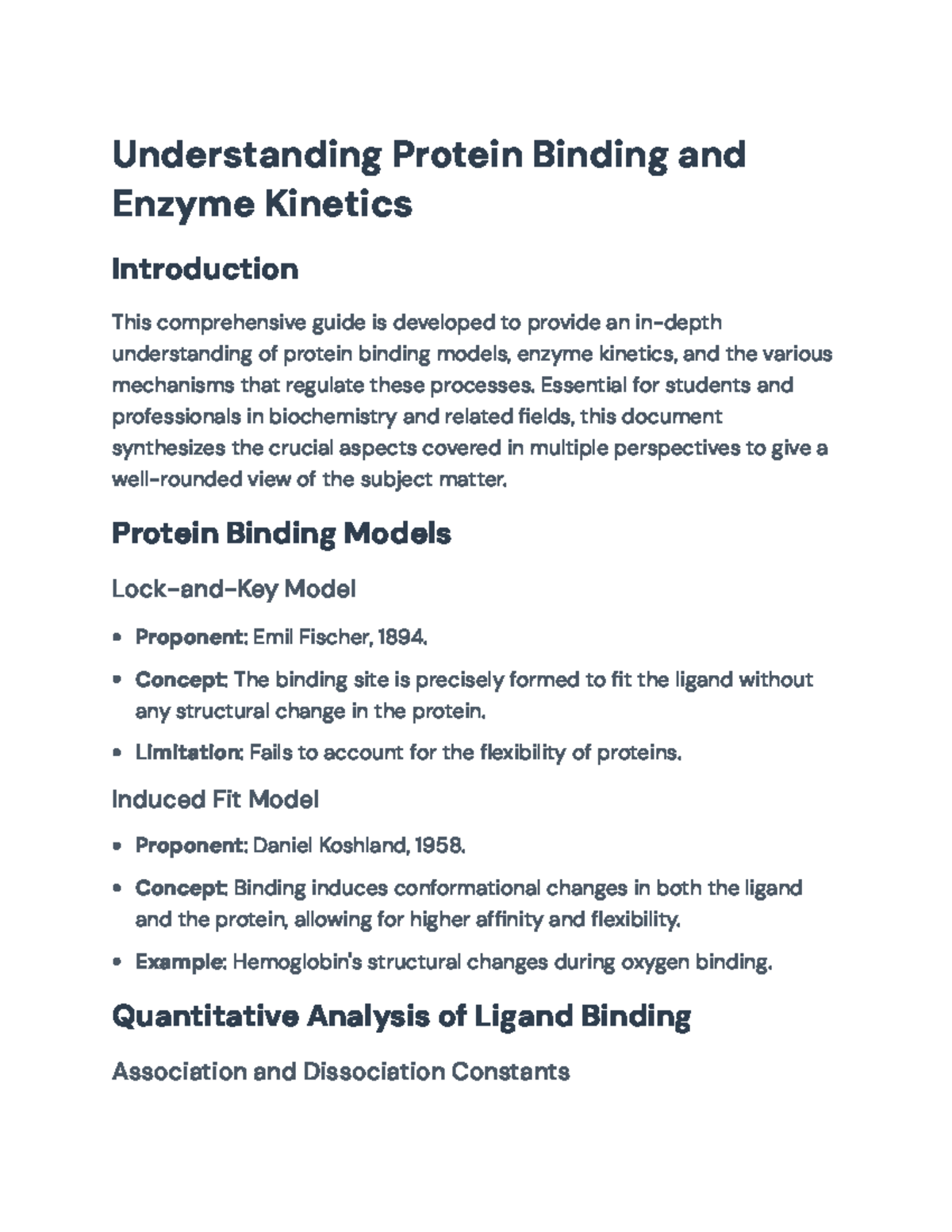 Biochemistry Concepts: Protein Binding and Enzyme Kinetics Insights ...