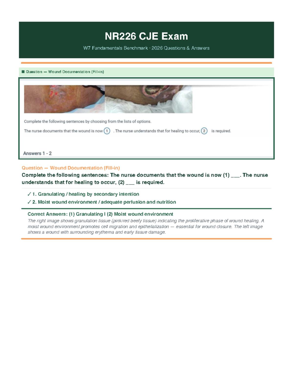 NR226 CJE Exam W7: Wound Care, Medication Safety & Asthma Management ...