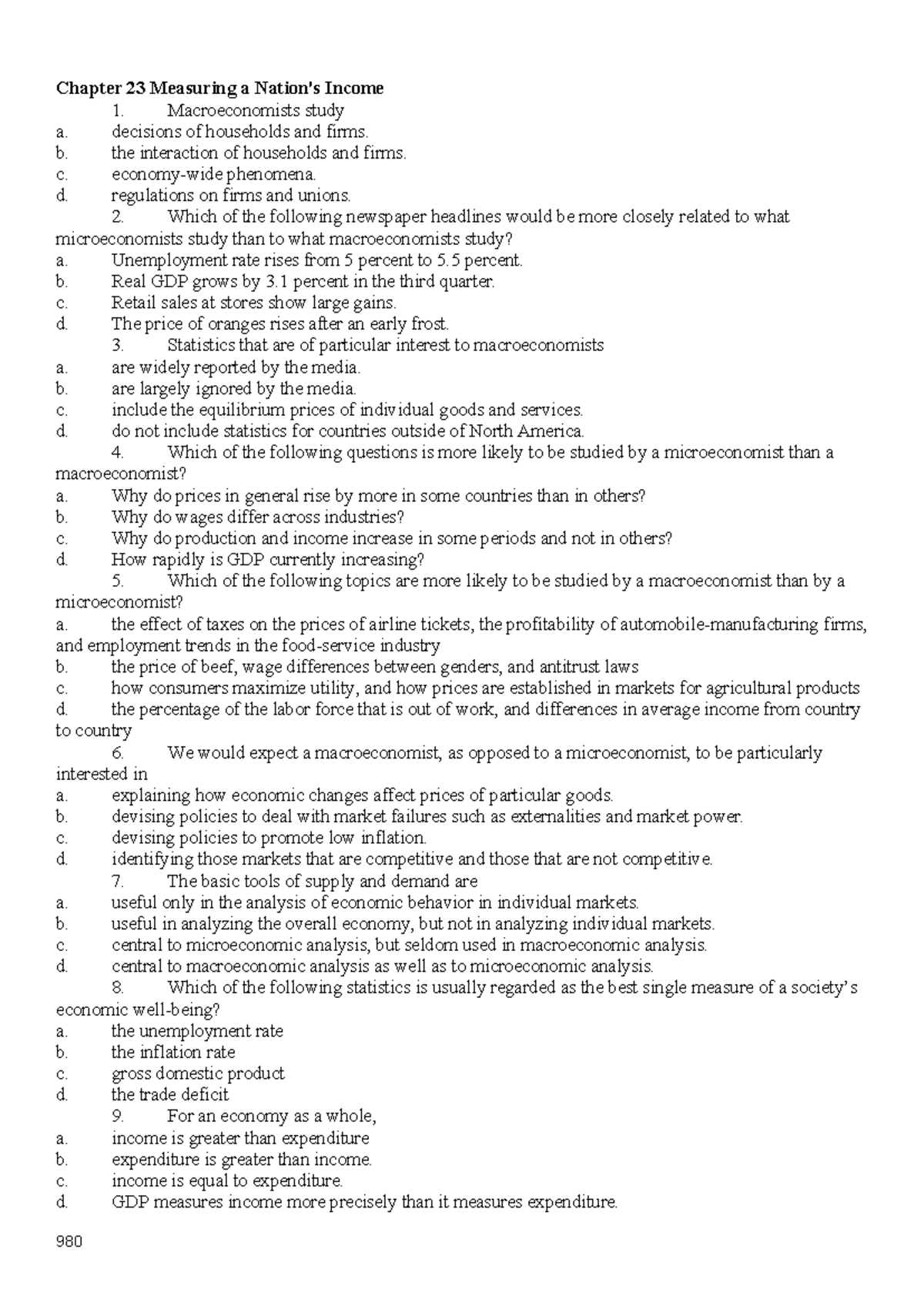 Chapter 23. MCQ - Homework to practice more - Chapter 23 Measuring a ...