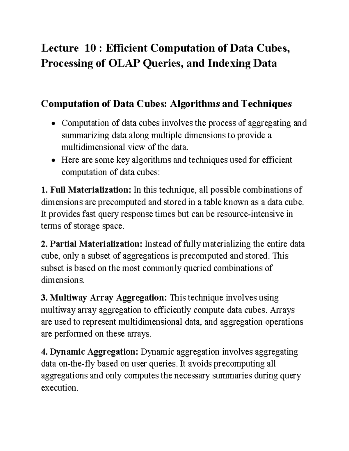 Lecture 10: Efficient Data Cube Computation & OLAP Query Processing ...