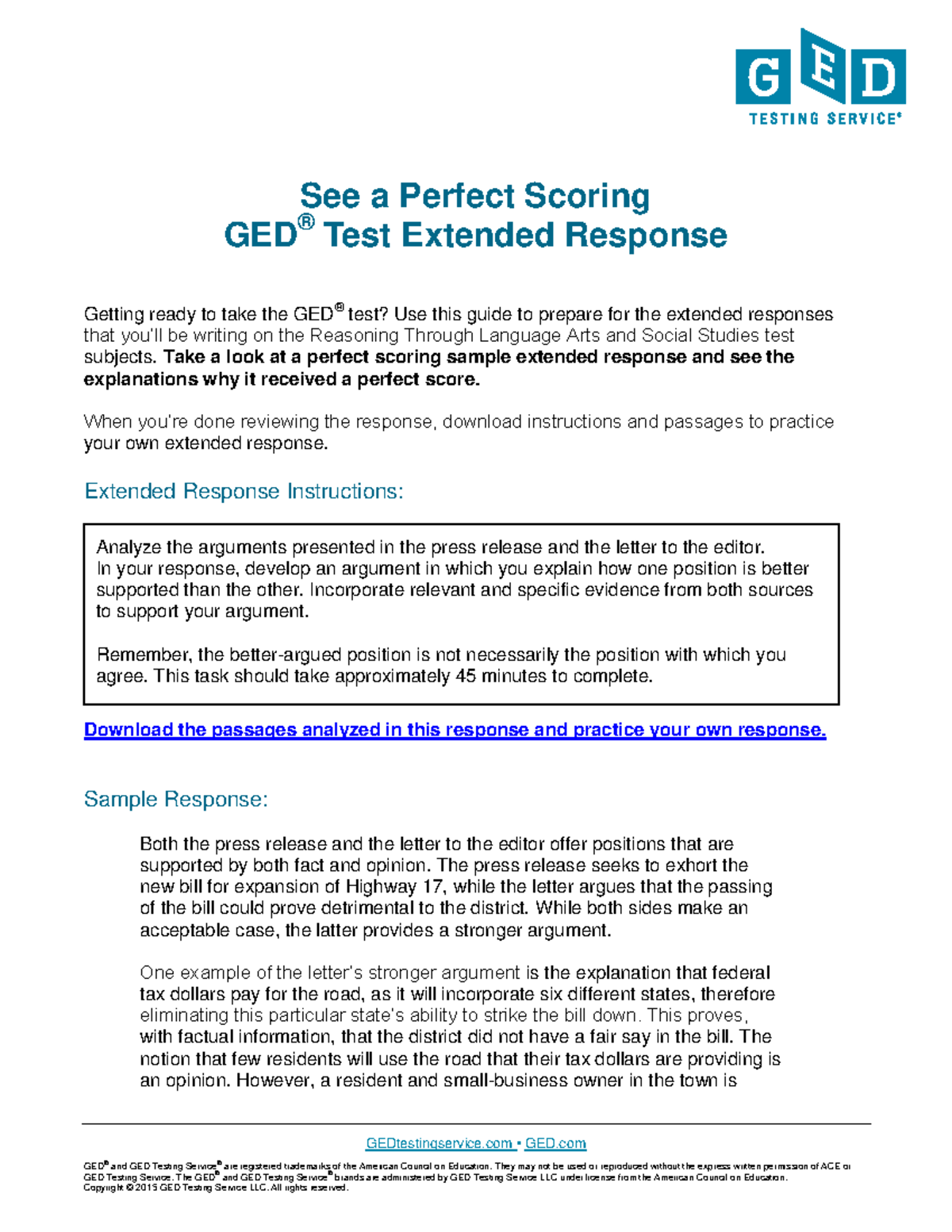 See a Perfect Scoring GED® Test Extended Response - GEDtestingservice ...
