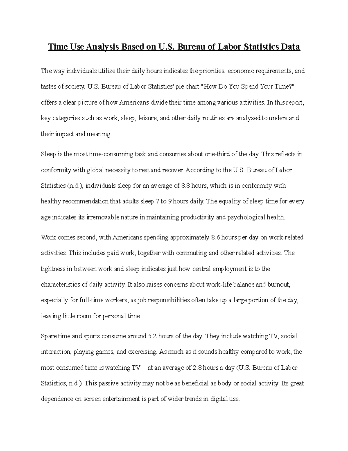 Time Use Analysis: Insights from U.S. Labor Statistics (Unit 6) - Studocu