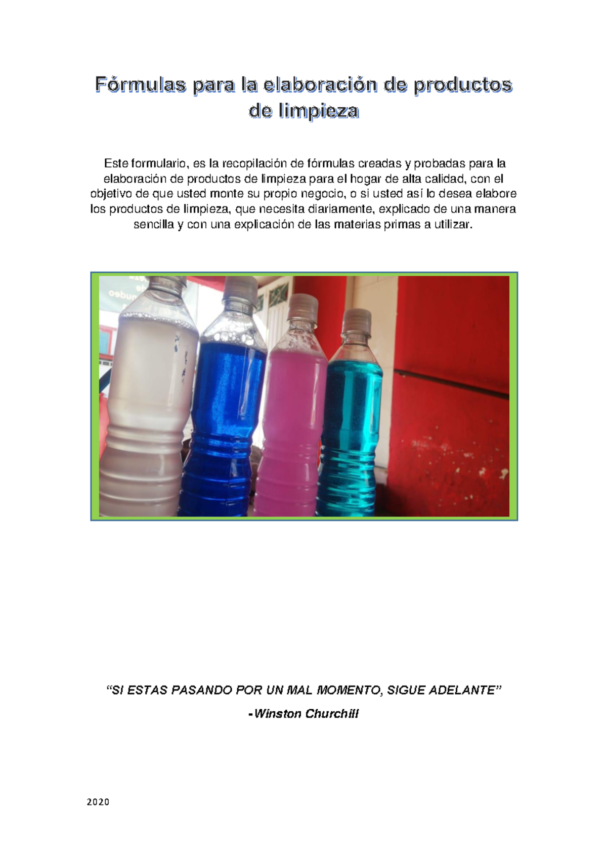 Fórmulas para Productos de Limpieza - Manual 2020 - Document Preview