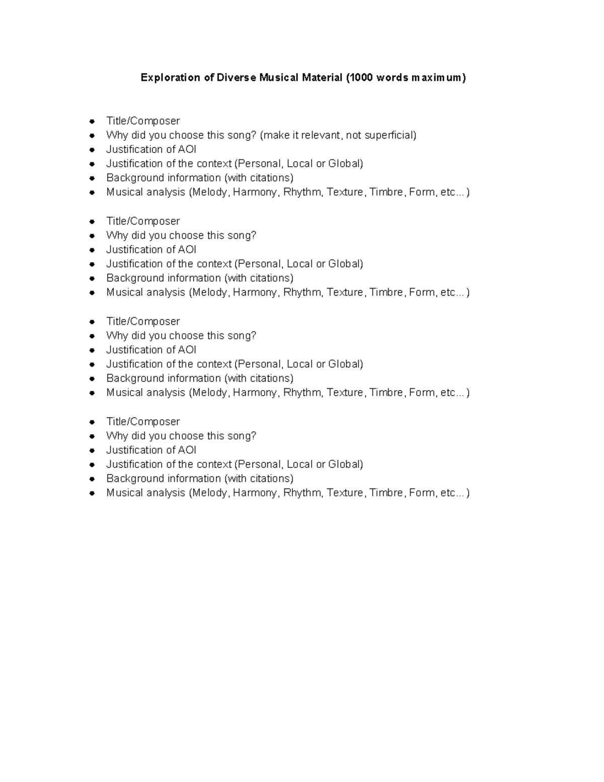 Exploring Music in Context: Analysis & Composition Justification - Studocu