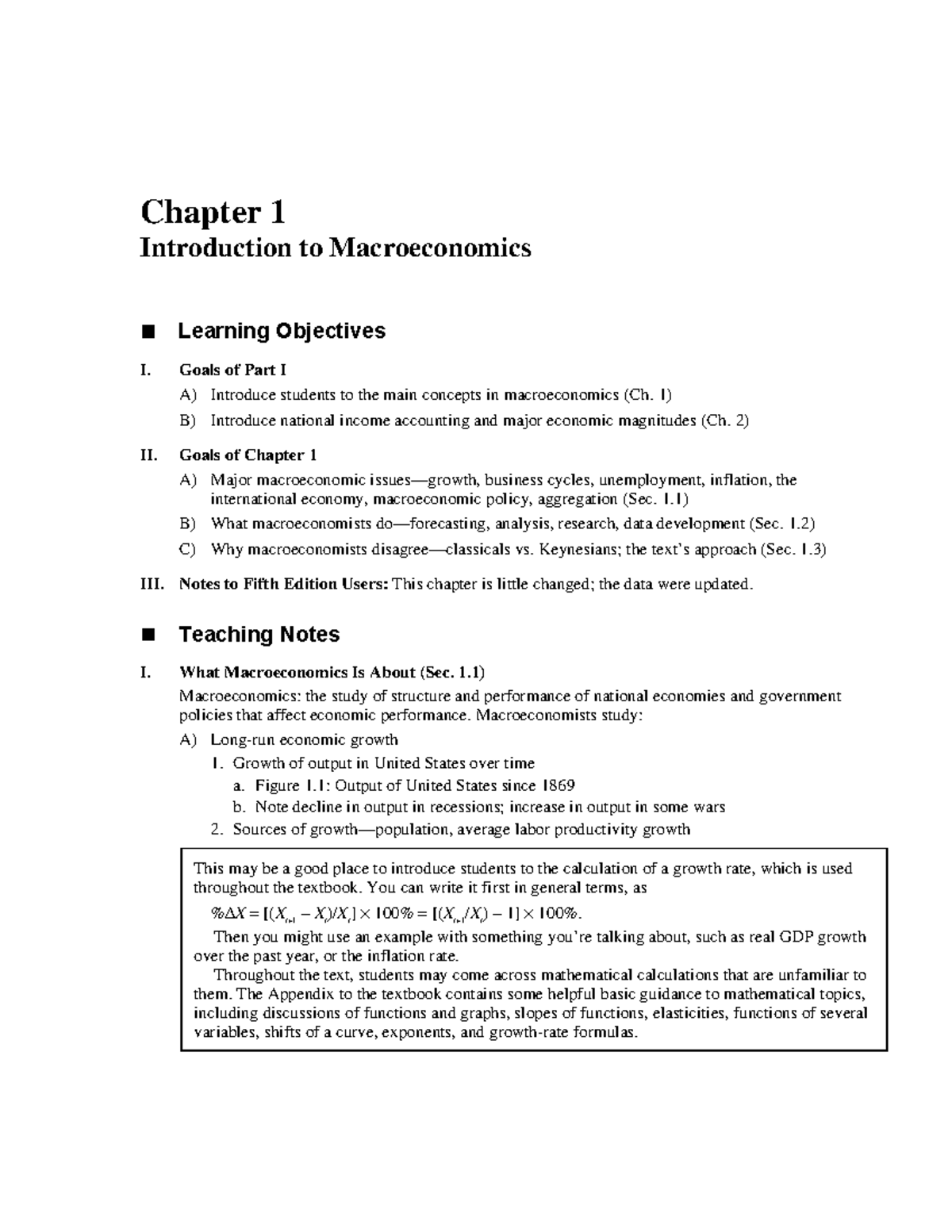 Macroeconomics Chapter 1: Key Concepts and Learning Objectives (C01 ...