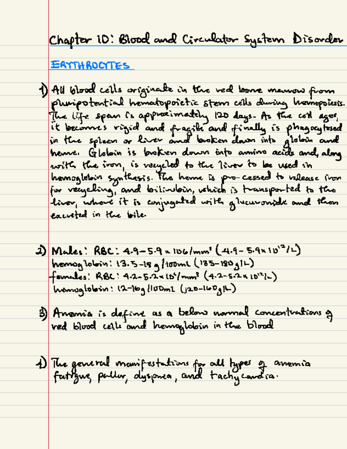 Patho chapter 10&13 - notes - Chapter 10:Blood and Circulator System ...