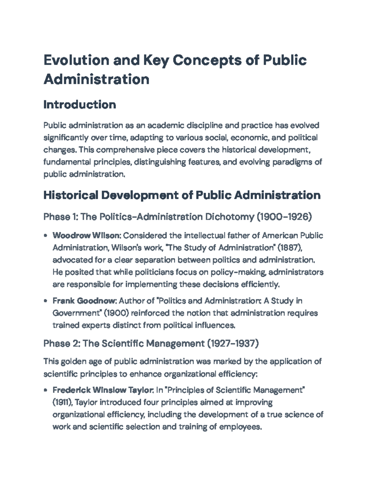 Evolution and Key Concepts in Public Administration (Course Code ...