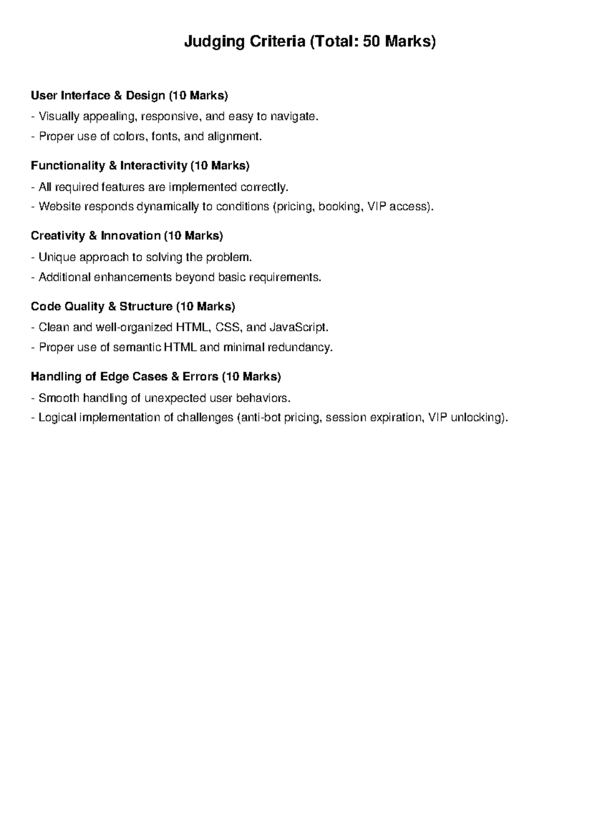 Judging Criteria - Proper use of colors, fonts, and alignment ...