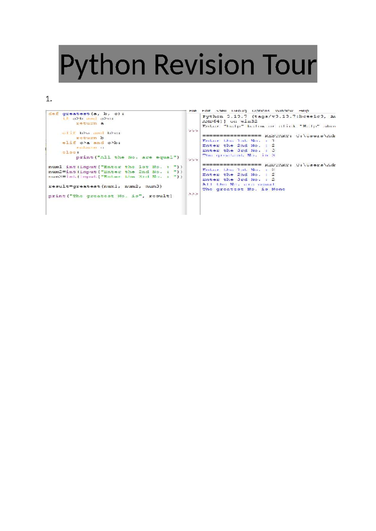 Python Rivision tour AK - Cse - Mathematics - Python Revision Tour 2. i ...