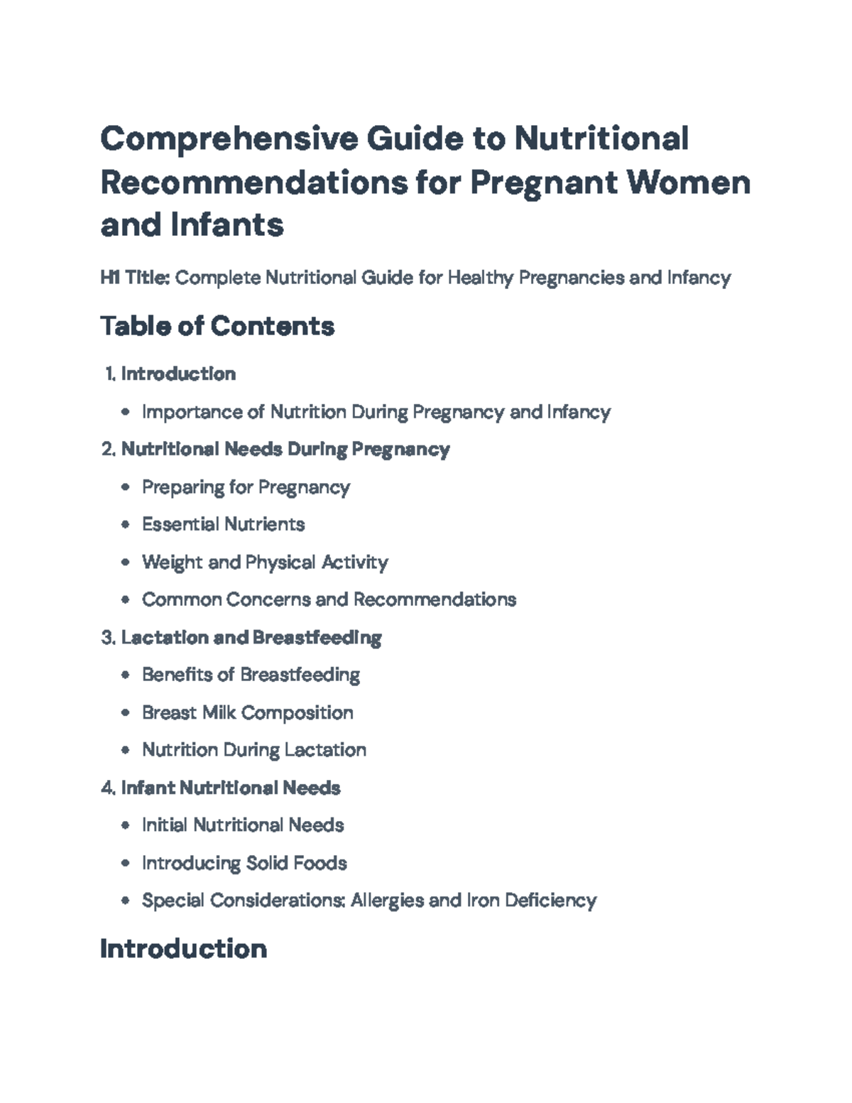 Comprehensive Nutritional Guide for Pregnant Women & Infants ...