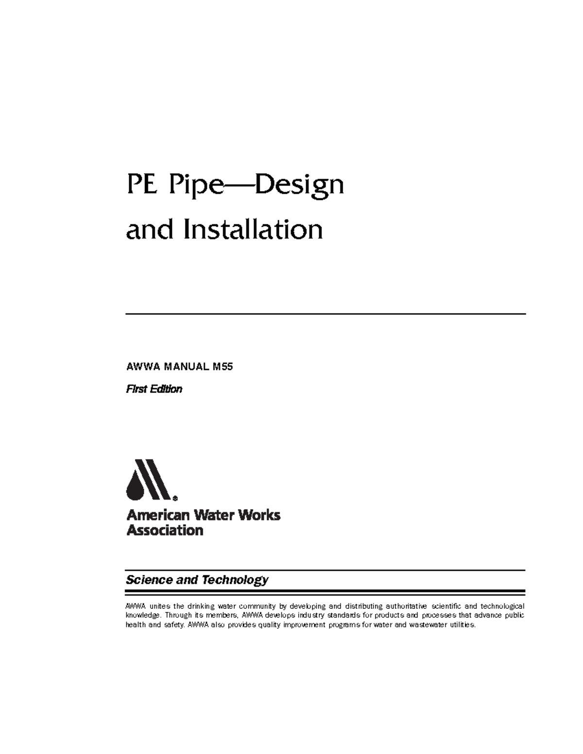 AWWA M55: PE Pipe Design and Installation - 1st Edition Guide - Studocu