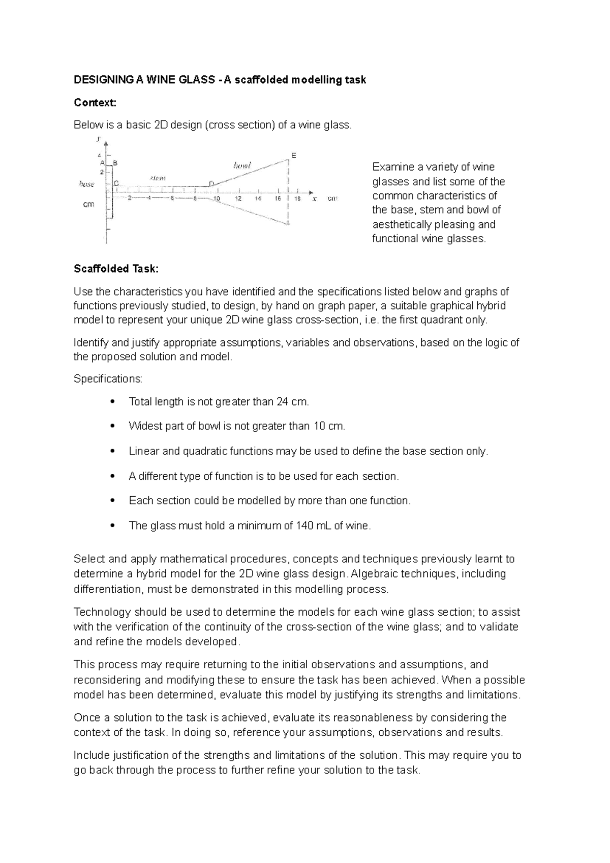 Designing a 2D Wine Glass Model - Worksheet for Task - Studocu