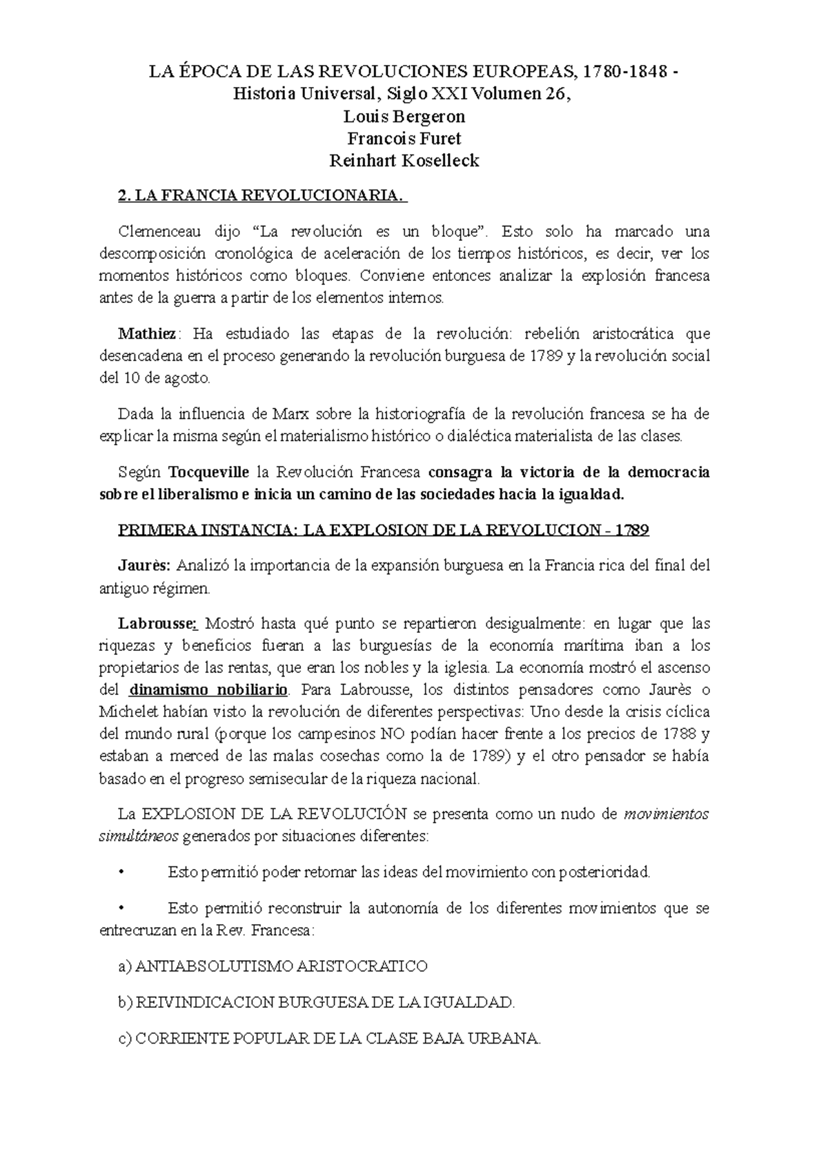 LA Época de las Revoluciones Europeas 1780-1848: Análisis y Contexto - Document Preview