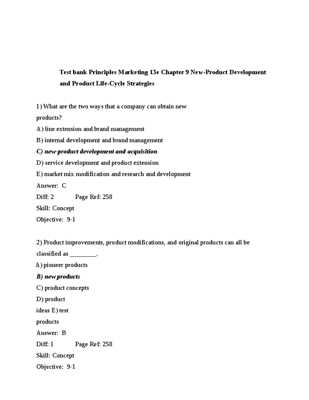 Chapter 9 Review - Test bank Principles Marketing 13e Chapter 9 New ...